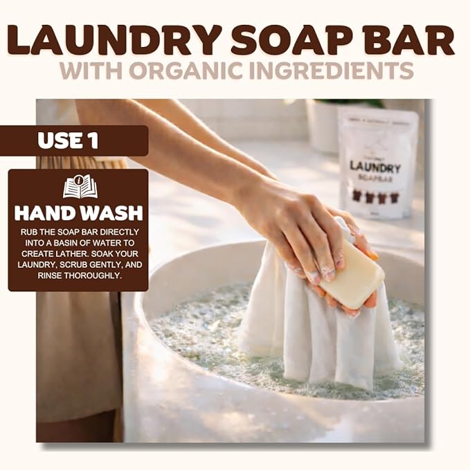 Kelebs Natural Laundry Soap Bar for Sensitive Skin with Organic Coconut - Delicate Laundry Stain Remover for Clothes, Underwear, Collar - Gentle Baby Laundry Soap | 2 Bars