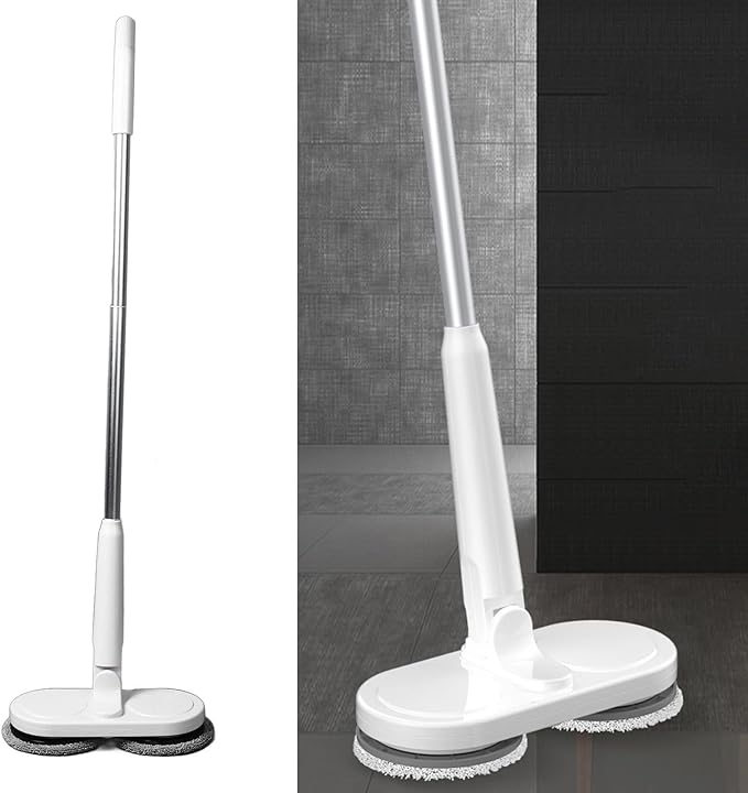 Cordless Electric Mop Efficient Self Propelled Dual Spin Mops for Floors , Adjustable and Rotation Design for The Elderly, Lithium Battery