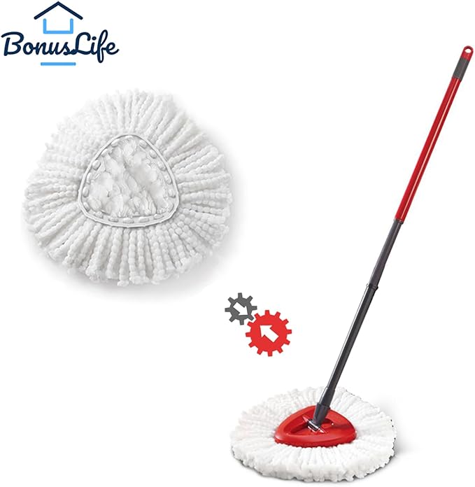 BonusLife 4-Pack Mop Refills and 1 Mop Head Base Part for 1-Tank EasyWring Spin Mop Replacement