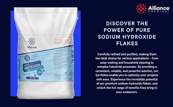 Sodium Hydroxide Flakes - Water Treatment Grade - Full Pallet - 40 x 55lb Bags - Pure Red Devil Lye/Caustic Soda - for Soaps, Drain Cleaner, Textiles, Water Treatment