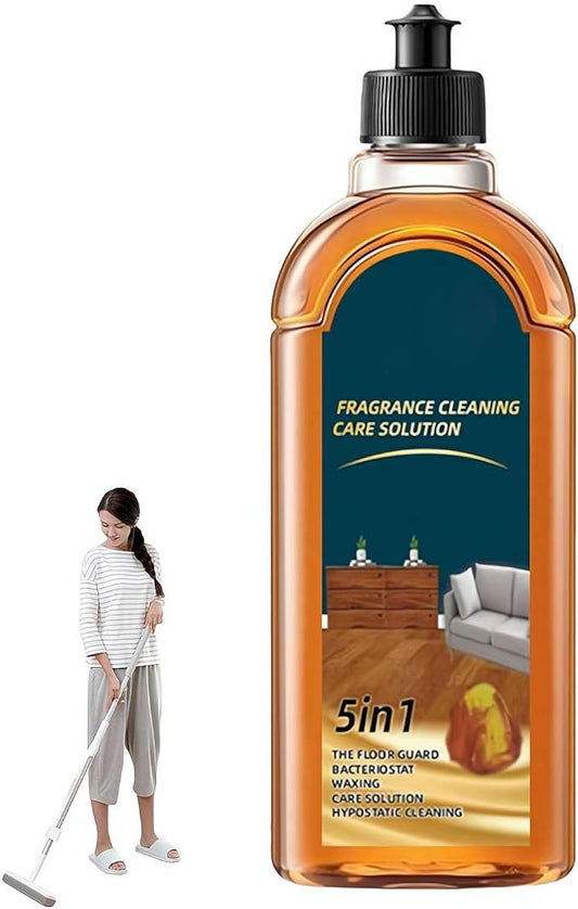 5 in 1 Floor Cleaner, Stain & Odor Remover Floor Cleaner, 2025 New Fragrance Cleaning Care Solution, Power Clean Multi-Surface Floor Cleaner for Solid Wood Floor (Brown 1pcs)