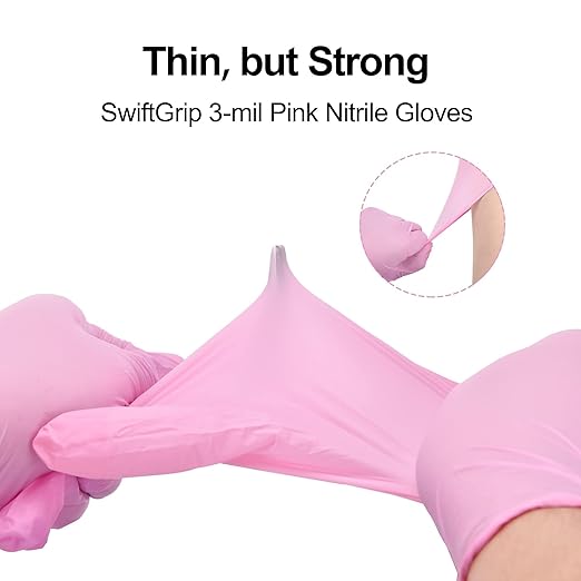 Disposable Gloves - Pink, Latex-Free, Powder-Free, 1000-ct Case (XL) - Ideal for Cleaning & Esthetician Use