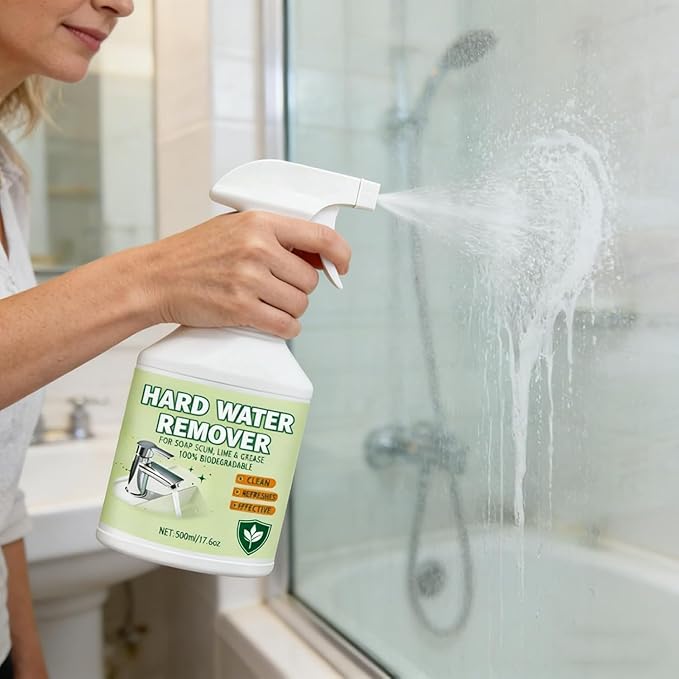 Hard Water Stain Remover, Limescale Buildup Remover All-Purpose Bathroom Cleaner, Shower Cleaner for Shower, Glass, Water Pipe, Tub & Sink, 500 ml/16.91 fl oz