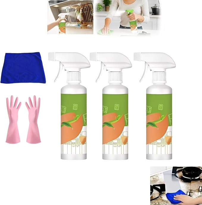 2026 New Electrolyzed Ion Kitchen Cleaner, Natural Enzyme Formula to Household Appliances, Multi Purpose Cleaner for Hold, Oven, Stove, Range Hood, Easy Cleaning Household Items (3PCS)