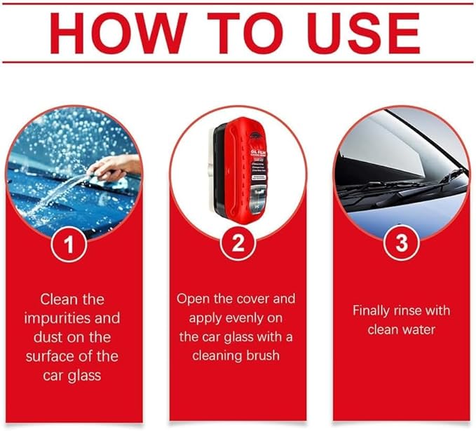 Automotive Oil Film Cleaning Brush, Car Glass Oil Film Remover, Glass Cleaning Board for Windshield, Anti-Rain Fog Improves Clarity and Visibility, for All Vehicle Models