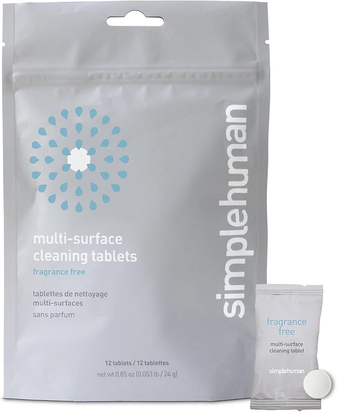simplehuman Multi-Surface Cleaning Tablets, Eco-Friendly, Safe Around Kids & Pets, Fragrance-Free, 12-Pack (Makes 72 oz of Spray Cleaner)