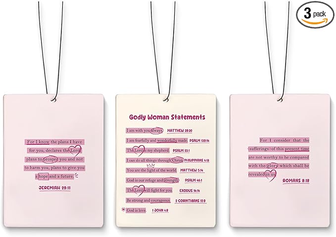 Pink Bible Car Air Freshener,Cute Religious Air Freshener Hanging 3 Pcs for Cars Closet Drawer or Books Office,Preppy Christian Car Accessories Mirror Decor for Women Friends