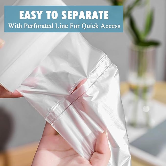 8 Gallon Trash Bags - 50 Count 8 Gal Medium Trash Bags, Unscented White 8 Gallon Garbage Bags