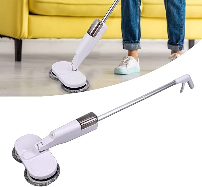Cordless Electric Mop, Spin Mop Polisher with Water Tank Replaceable Cloth, Dry and Wet Up to 60 Mins Convenient Detachable Handheld Unit 2000mAh Steam Cleaner Designed for Hard Floors