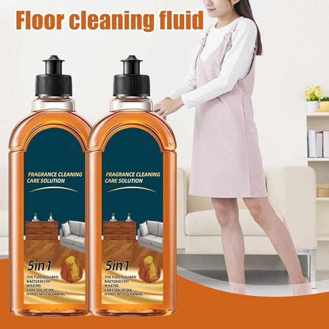 5 in 1 Floor Cleaner, Stain & Odor Remover Floor Cleaner, 2025 New Fragrance Cleaning Care Solution, Power Clean Multi-Surface Floor Cleaner for Solid Wood Floor (Brown 1pcs)