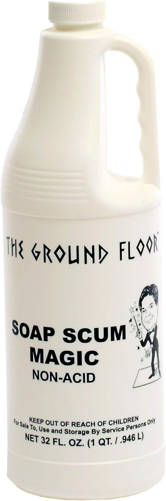 Soap Scum Magic, Film Remover, NON-Acid, No Bleaches, Safe for Marble, Granite, Tile, Chrome, Porcelain, Plastic, Fiberglas and many other Hard Surfaces and Natural Stone, (1 quart/32 oz.)