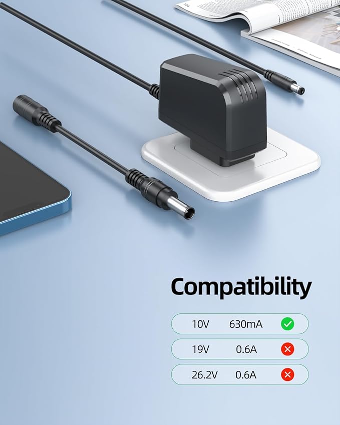 Superer 10V Charger Replacement for Bissell Pet Stain Eraser 2054 2837 2003 2002 20037 PowerBrush Plus 3180 3182 Cordless Handheld Portable Carpet Cleaner Vacuum 1611736 1627267 AC Adapter Power Cord