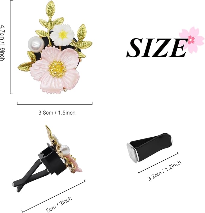 Flower Car Vent Clips 2pcs Pink Daisy Bouquets Flowers Air Freshener Girly Car Decorations Interior Aesthetics for Women Refillable Car Diffuser