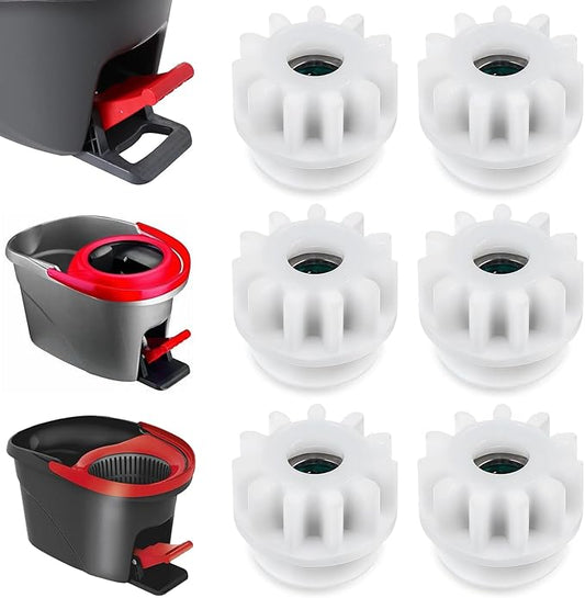 6 Pcs Spin Mop Bucket Gear Replacement, Plastic, White, Compatible with 90% Rotation Mop Bucket, Floor