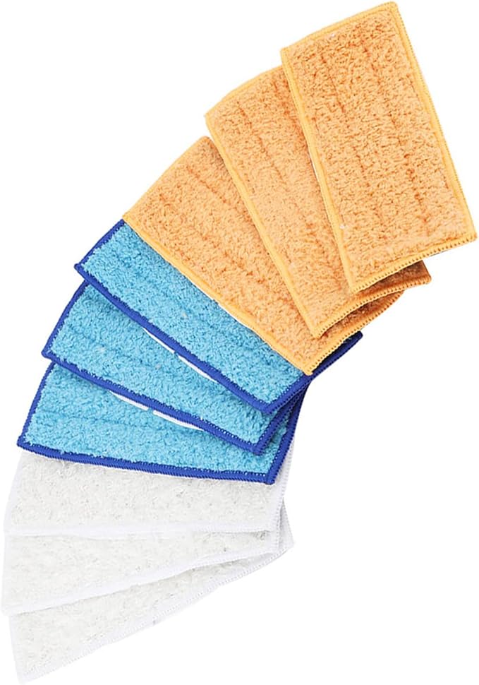 9 PCS Replacement Microfiber Mop Pads, Washable Head Fit Flat Spray Mops, Reusable Head Refills for Flat, 6.89x2.76in Multi Color Set (White Orange Blue)