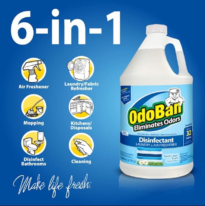 OdoBan Disinfectant Concentrate and Odor Eliminator, 2 Gallons, Fresh Linen Scent & Pet Solutions Neutral pH Floor Cleaner Concentrate, 1 Gallon, and Oxy Stain Remover, 32 Ounce Spray