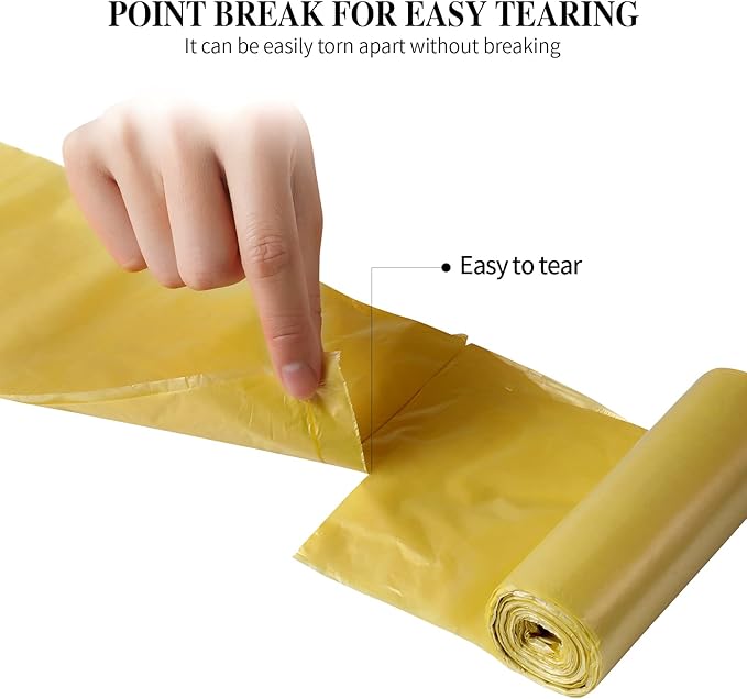 3 Rolls Small Trash Bags - 60 Counts Durable 4 Gallon Small Garbage Bags for home office kitchen Bathroom Bedroom Trash Can liners（Gold）