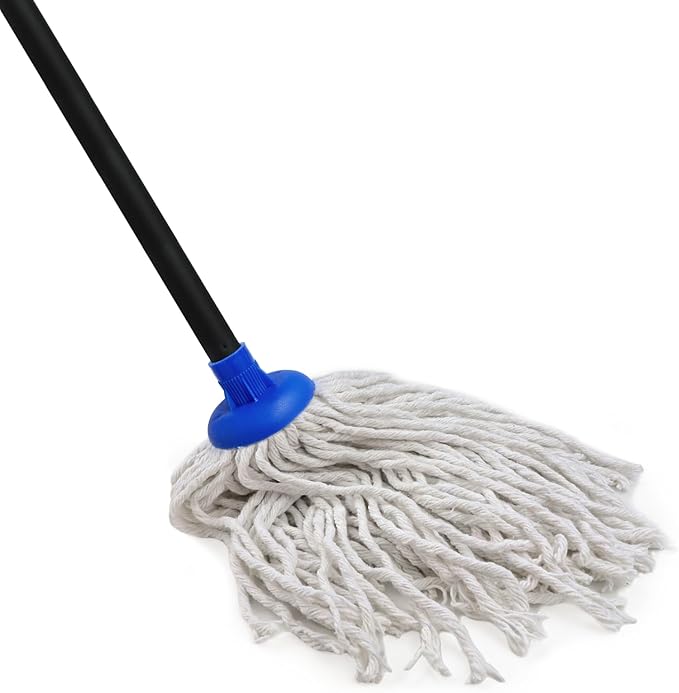 Indoor Mop for Floor Cleaning - Cotton Mops for Floor Cleaning, Regular Mop for Floors, 49-inch Simple Mops for Cleaning Living Rooms, Bathrooms, and Kitchens. (Dark Blue)