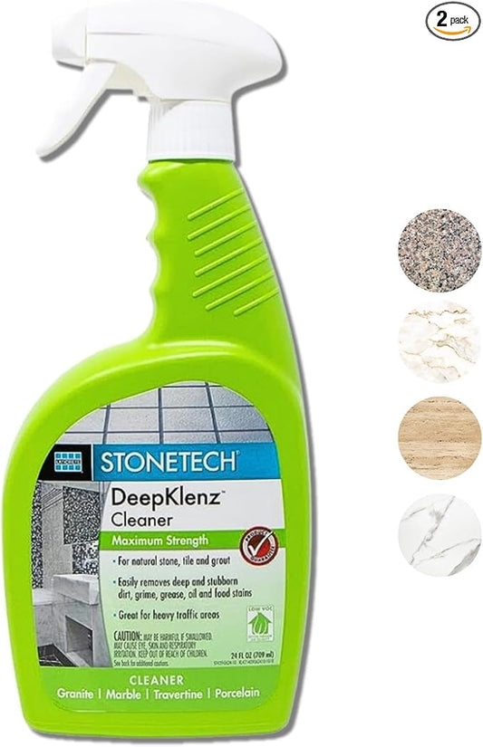 Cleaner Spray Bottle for Stonetech Deepklenz - Removes Dirt, Grime, Grease, Oil & Food Stains - Cleans Natural Stone, Tile & Grout Surfaces - Maximum Strength Multi-Surface Cleaner for Home - 24 oz