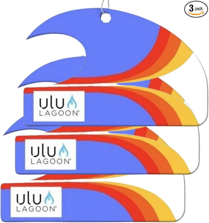 ulu Lagoon Hanging Car Air Freshener | Tropical Beach Coconut Surf Wax Scent Mini Wave | Long Lasting Car Freshener, Closet and Beyond | Made In USA | 3 Pack (Retro)