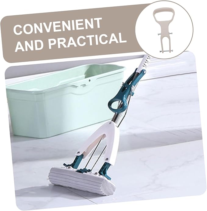 1 Set Replacement Mop Handle with Squeezer Plastic Mop Replacement Kit for Indoor Cleaning Accurate Fit Construction Effortless Water Squeezing Design
