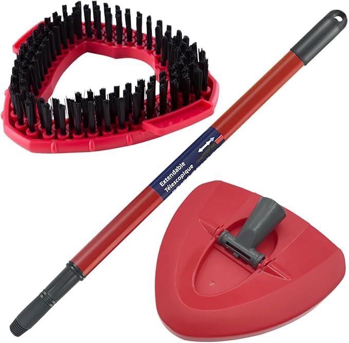 Replace Head Base Scrub Mop Brush Head Replacement Spin Mop Accessories Set for O Cedar EasyWring 1 Tank System, 1 Shower Floor Scrubber+1 Head Base(Cover)+1 Handle