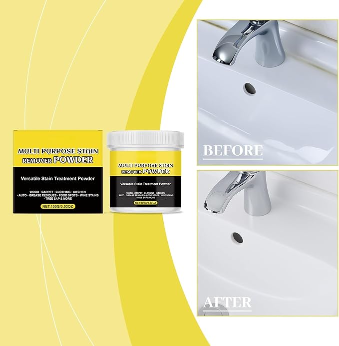 Multi-Purpose Stain Remover Powder – Fast-Acting Cleaner for Kitchens, Bathrooms, Floors, Toilets & Cars, Removes Limescale, Rust, Yellowing & Tough Stains (2)