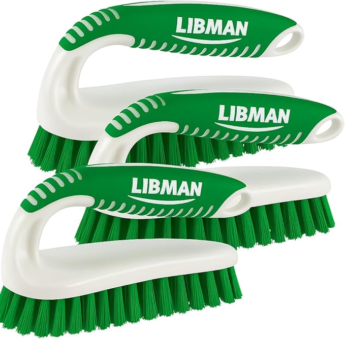 LIBMAN Scrub Brush - Heavy Duty Cleaning Brush with Strong Bristles - 3 pk Durable Scrub Brushes for Cleaning Bathroom, Kitchen, Floor, Shower, Sink, Tub, Carpet - All Purpose
