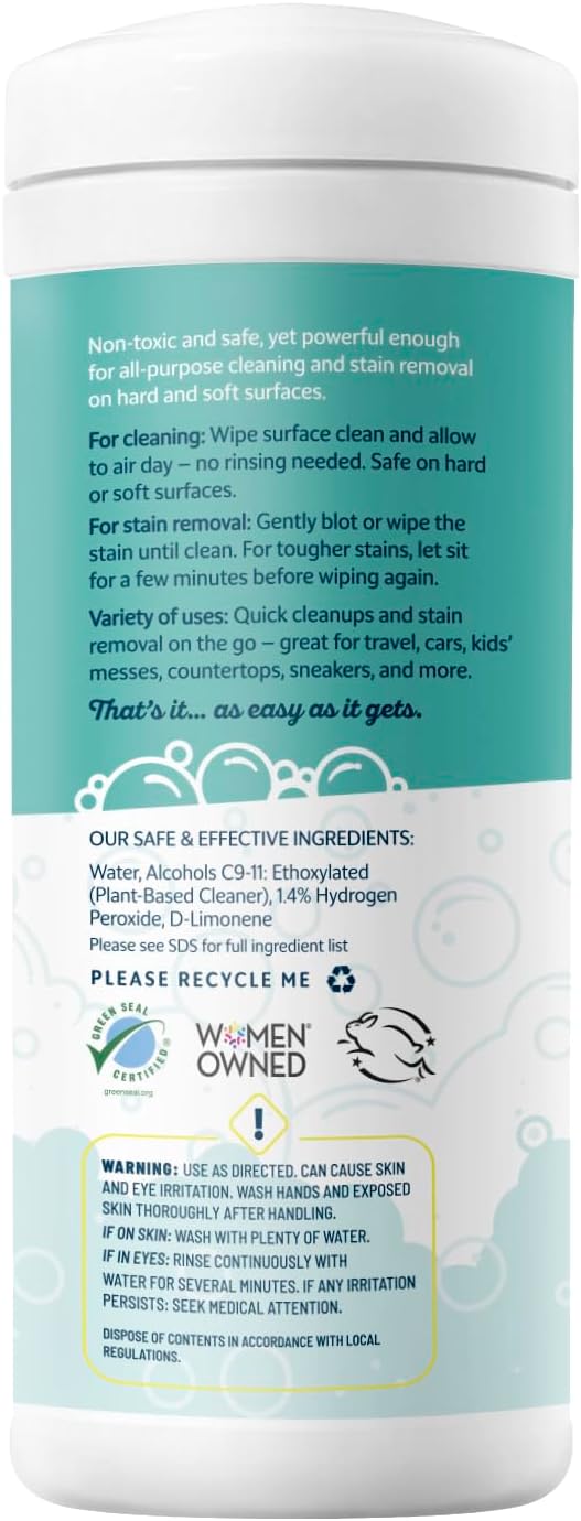 MOMREMEDY Hydrogen Peroxide Cleaning Wipes | All Purpose Cleaner and Stain Remover | Multipurpose for Home, Kitchen, Bathroom, All Surfaces | Non-Toxic