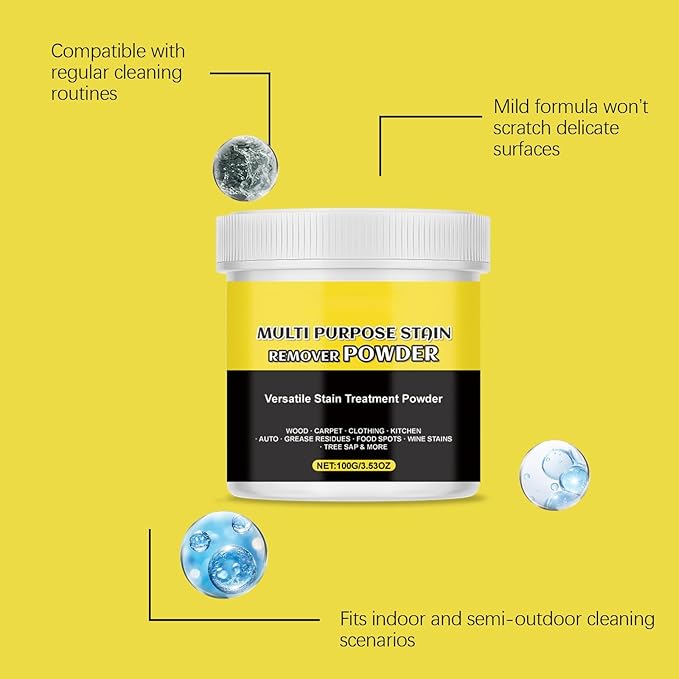 Multi-Purpose Stain Remover Powder – Fast-Acting Cleaner for Kitchens, Bathrooms, Floors, Toilets & Cars, Removes Limescale, Rust, Yellowing & Tough Stains (2)