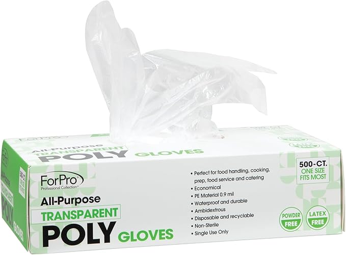 ForPro Disposable Poly Plastic Gloves