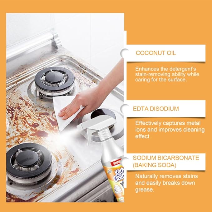 RJDJ Kitchen Foam Cleaner, 2024 Kitchen Foam Cleaner, Multi-Surface, Heavy-Duty Kitchen Foam Cleaner, Easy-to-Use All-Purpose Cleaner for Home, Restaurant, and Professional Use (3pcs)