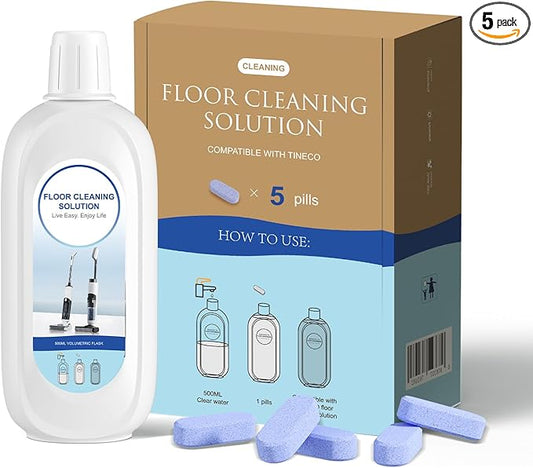 5 Bottles Compatible with Tineco Cleaning Solution 500ml Per Bottle Lavender Scents Floor Cleaner Compatible with All Robot Vacuums with Mopping and Cordless Wet/Dry Vacuum (Lavender Scents)