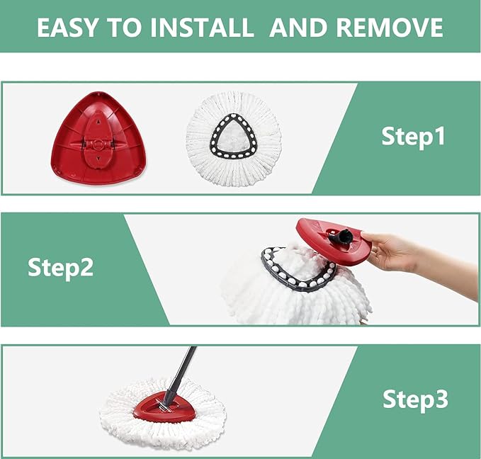 [ 5 Pack ]Mop Heads Replacements, Spin Mop Replacement Head Deep Cleaning Machine Washable and Easy-to-Replace,