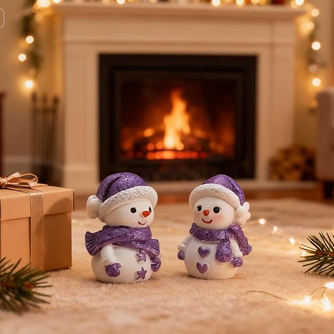 Car air freshener diffuser Plaster Couple Snowman Figurines Fragrant Gypsum Cute interior accessories car dashboard ornaments Indoor Christmas New Year's Gifts Porch Office Desk Decor (Purple, NO.5)