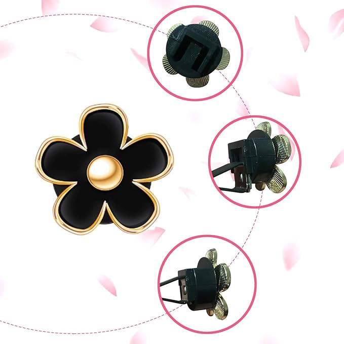 6pcs Colorful Daisy Flower Car Air Vent Clips, Car Air Outlet Freshener Clip for Auto Interior Decoration Accessories (Black White Red)