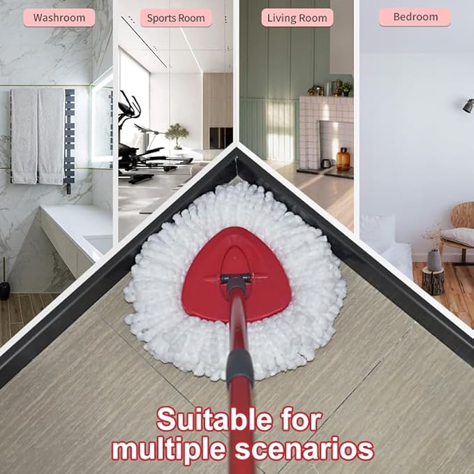 4-Pack Mop Replacement Heads Compatible with Ocedar EasyWring 1-Tank Spin System, UP 40% More Cleaning Power Mop Replace Head, Microfiber and Machine Washable Deep Cleaning Mop Refills (White)