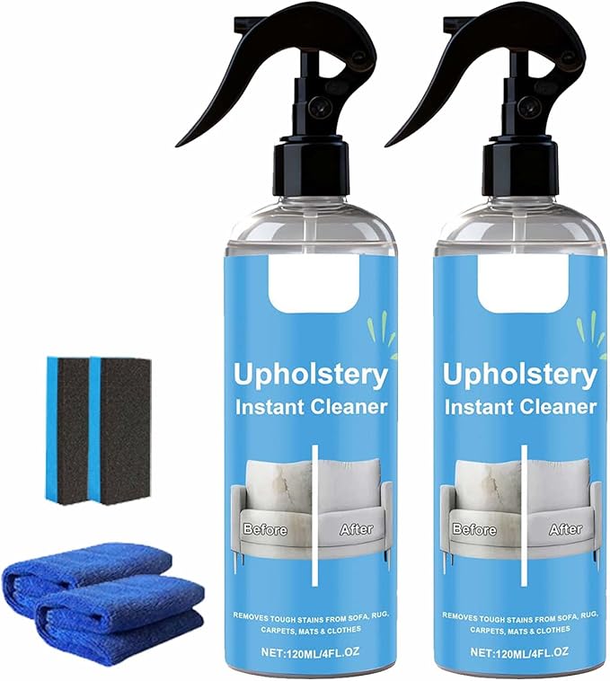 2026 Must-Have Upholstery Cleaner, 4 Oz Fabric Cleaner and Stain Remover Spray, Pro Formula Erases Tough Stains, Safely Cares for Fabrics, For Clothing, Sofas, Other Fabrics (2pcs)