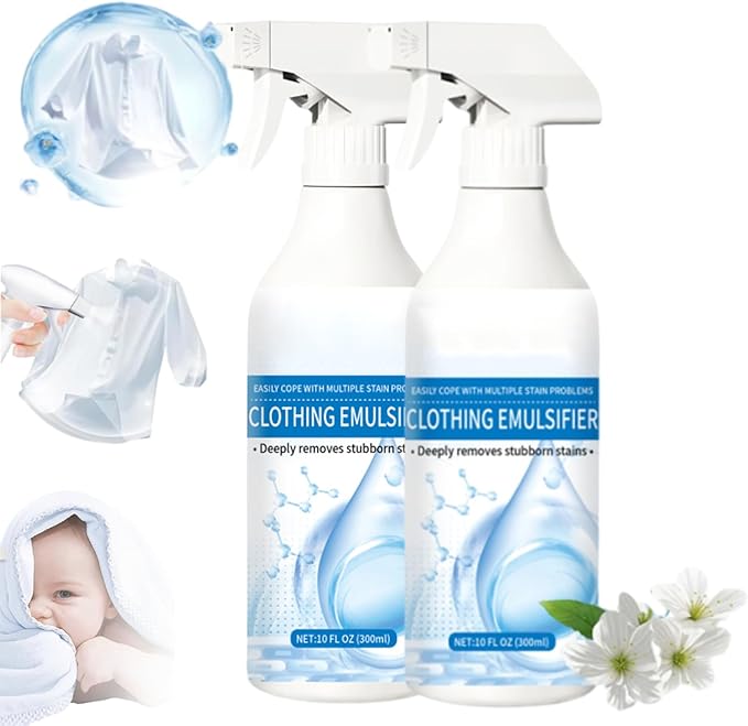 Fly Cloth Cleanse Clothing Emulsifierm, Non Ionic Emulsifiers Cloth Cleaner, Spot Cleaner for Clothes, Powerful Laundry Stain Remover Spray (2PCS)