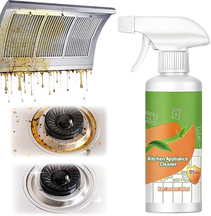 Kitchen Cleaner Spray,300ml All Purpose Cleaner,Household Appliance Cleaning Agent for Range Hood, Microwave Oven, Refrigerator,Gentle Surface Decontamination (1pcs)