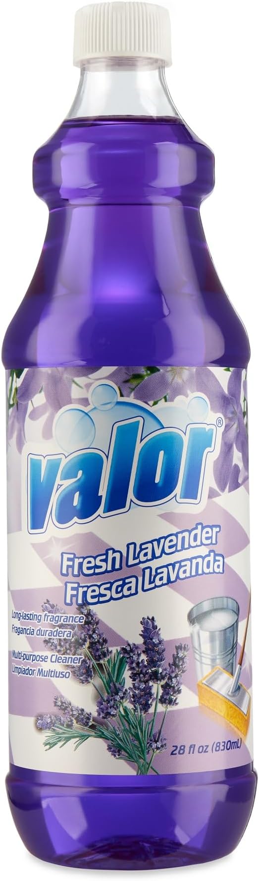 Valor Multi-Purpose Cleaner, 28 fl oz – Powerful Multi-Surface Cleaning, Streak-Free Shine, Biodegradable Formula, Made in USA (28 Fl Oz (Pack of 3), Lavender)