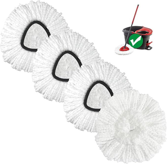 Mop Head Replacement, 4 Pack Spin Mop Refill Replace Head Compatible for Oceda EasyWring 1-Tank System, Microfiber Machine Washable, Not Easy to Dislodge