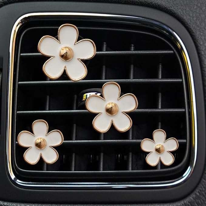 12 Pcs Daisy Car Air Vent Clips Cute Flower Car Air Fresheners Vent Clips Charms Car Inter Decor Accessories for Women Girls
