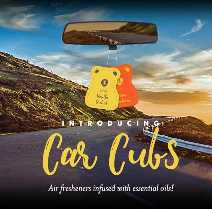 Happy Wax Hanging Car Air Freshener - Scented Car Freshener Infused w/Natural Essential Oils - Best Sellers 4-Pack (Calming Lavender, Vanilla Sandlewood, Grapefruit Mangosteen & Citrus Mandarin)