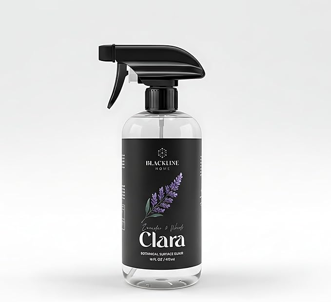 Blackline Home Clara — Plant-Based Surface Cleaner — 16 fl oz | Streak-Free, Biodegradable, Clarifying Botanical Scent for Kitchen & Bathroom (LAVENDER WOODS)