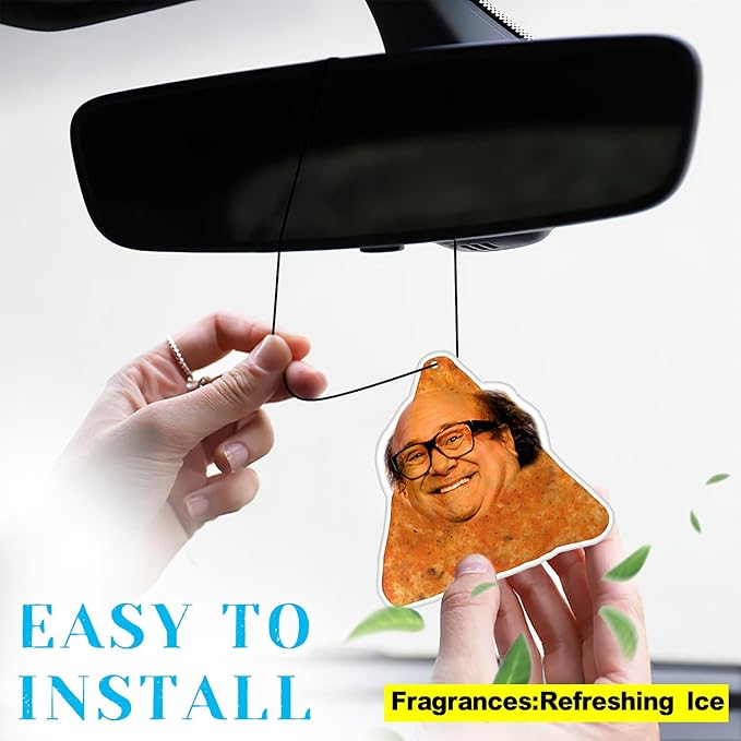 Pounchi Funny Meme Car Air Freshener Cards (8 Pack Refreshing Ice Scent) Funny Accessories for Car Interior Hanging Gift Rearview Pendant Supplies