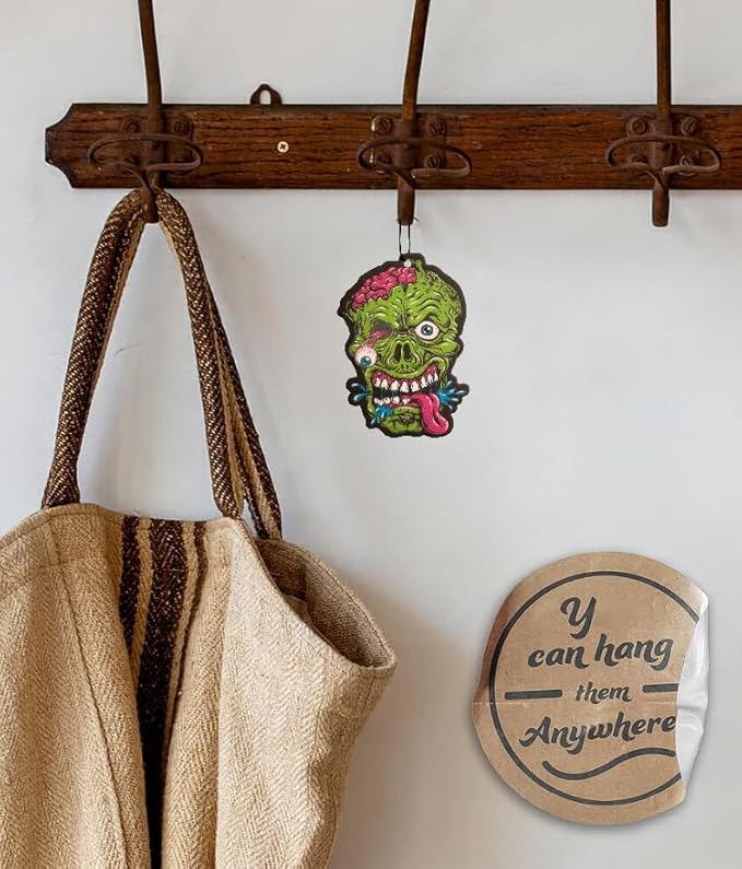 Cute Funny Fresh Fresheners 4 Pack Car Air Fresheners Scented with Premium Oils (Zombie Head)