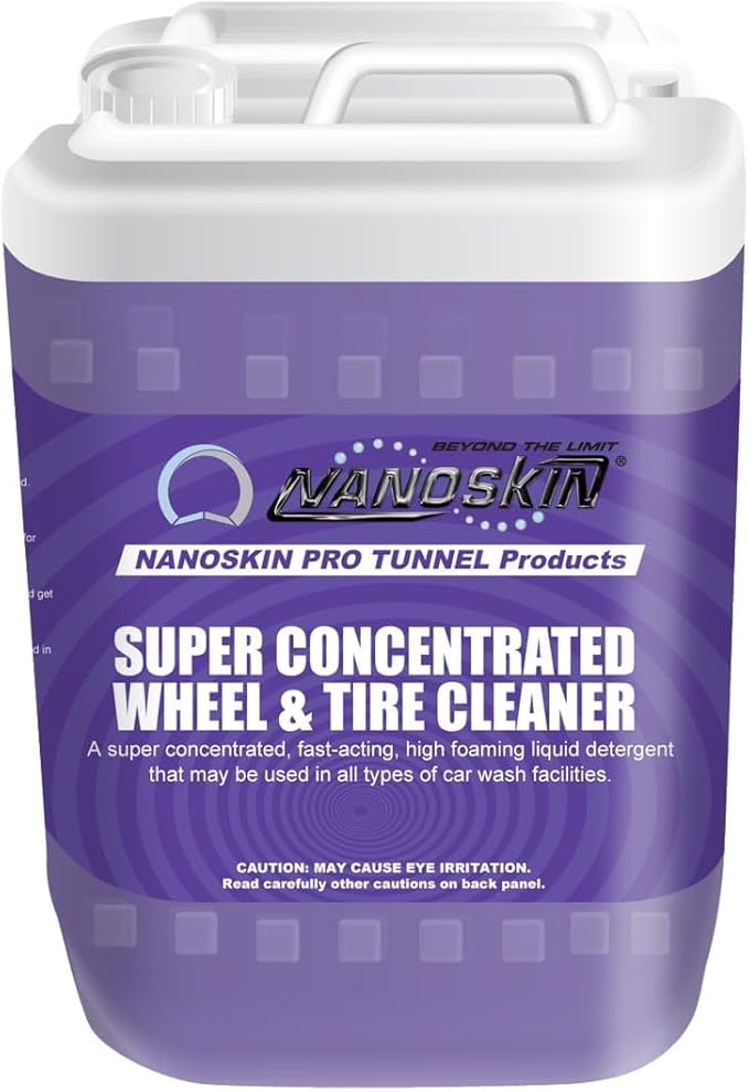 Nanoskin Super Concentrated Wheel & Tire Cleaner – 5 Gallons, 40:1 Dilution, High-Foaming Detergent for Car Wash Tunnels, Automatic Wash Systems, and Foam Cannons