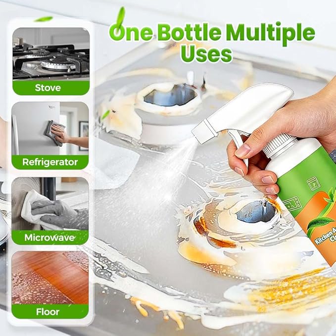Kitchen Cleaner Spray,300ml All Purpose Cleaner,Household Appliance Cleaning Agent for Range Hood, Microwave Oven, Refrigerator,Gentle Surface Decontamination (1pcs)