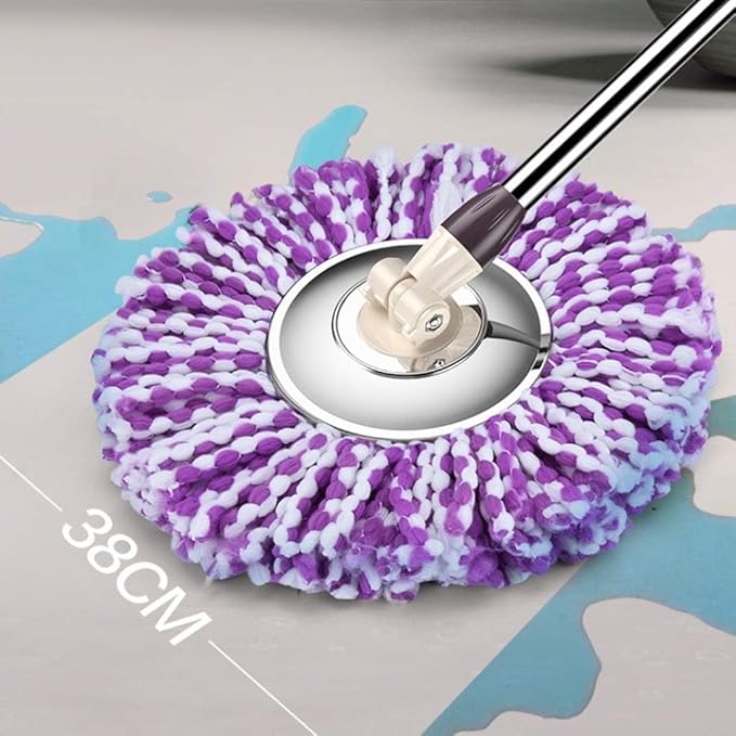 Spin Mop and Bucket, Spin Mop 360° Self Wringing Spinning Mop Washable Microfiber Mop Heads Easy to Use and Store(A)
